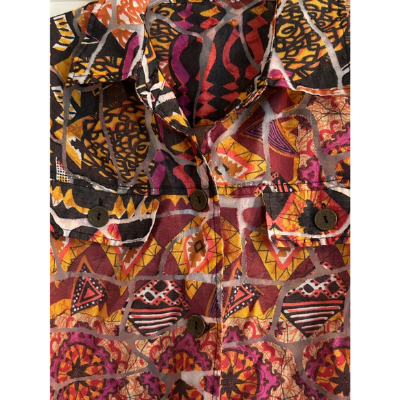 Drapers & Damon's Women’s Bright Vibrant Abstract Blouse Petite L - Picture 3 of 8